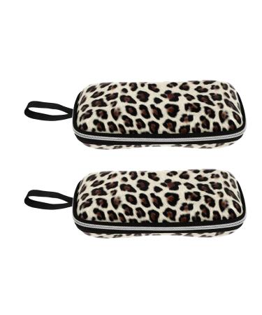 Milists 2 pieces sunglasses case leather glasses clip holder portable glasses storage box lightweight unisex reading glasses case leopard