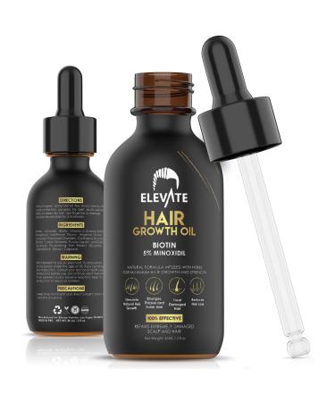 ELEVATE Hair Growth Oil - Biotin Hair Growth Serum & 5% Minoxidil Treatment for Stronger Thicker Longer Hair  Natural Hair Growth Thickening Treatment - Stop Thinning & Hair Loss for Men & Women 2oz