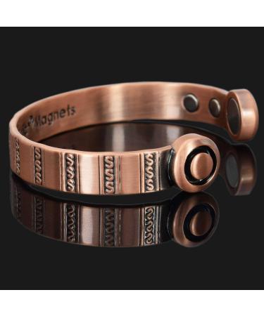 Mens Solid Copper Magnetic Bracelet Copper Bangle Holistic Magnetic Band with Large High Power Neodymium Magnets Unisex Adjustable-HCS (M: Wrist 16.5-19.5cm/6.5-7.6") - Buy Online on GoSupps.com