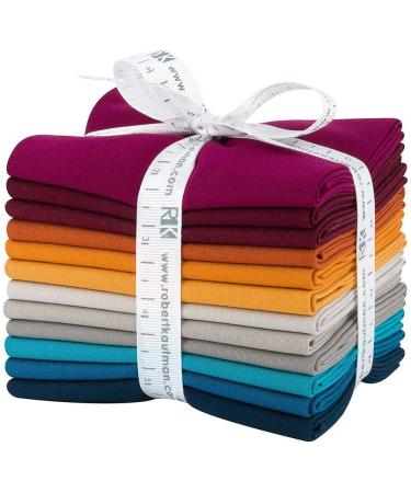 Robert Kaufman Kona Cotton Solids Tuscan Skies Fat Quarter Bundle 12 Precut Cotton Fabric Quilting FQs Assortment FQ-1384-12
