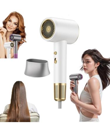 Numoya Hair Dryer 2000w Adjustable Speed Numoya Jetspeed Hair Dryer Protable Blow Dryer with Diffuser for Curly Hair Fast Drying & Reduce Frizz for All Hair Travel Size (White)
