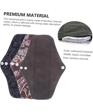 Washable Charcoal Menstrual Pads for Women - 3pcs Thin Reusable Napkin | Portable Feminine Products for Periods - Buy Online on GoSupps.com