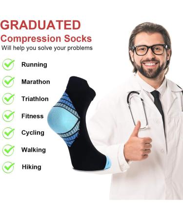 Shop 5 Pairs of Lightweight Compression Sports Socks for Men & Women - Ideal Running & Sneaker Socks | M nner Compression Stockings L Blue - Buy Online on GoSupps.com