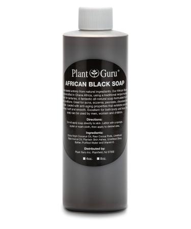 African Black Soap Liquid 8 oz. 100% Raw Pure Natural From Ghana. Acne Treatment, Aids Against Eczema & Psoriasis, Dry Skin, Scars and Dark Spots. Great For Pimples, Blackhead, Face & Body Wash Unscented 8 Fl Oz (Pack of 1)