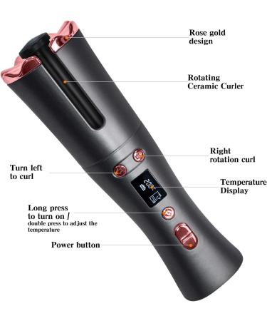 Cordless Automatic Curling Iron Automatic Curling Iron Rechargeable Professional Ceramic Curling Iron With LCD Display Suitable For Travel And Home - Buy Online on GoSupps.com