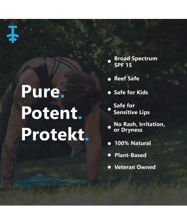 Protekt SPF15 Zinc Oxide Lip Balm - UVA/UVB Broad Spectrum Protection - 0.67oz - Reef Safe & Kid Safe - Moisturizing with Sunflower Seed Oil & Shea Butter - Buy Online on GoSupps.com