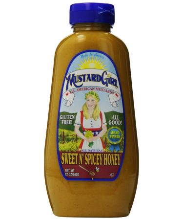 Mustard Girl All American Mustards Condiment, Sweet N Spicey Honey, 12 Ounce