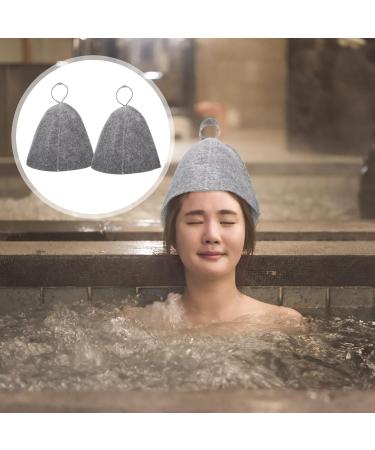 Sauna Hat Cap for Men & Women - Felt Bath Headscarf & Shower Cap - 2 Pieces Gray Sauna Accessories - Buy Online on GoSupps.com