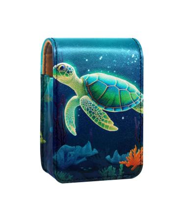 Travel Lipstick Organizer Case Lipstick Case Portable Makeup Bag With Mirror Fish Jellyfish Cartoon Sea Turtle E489h3xxfq