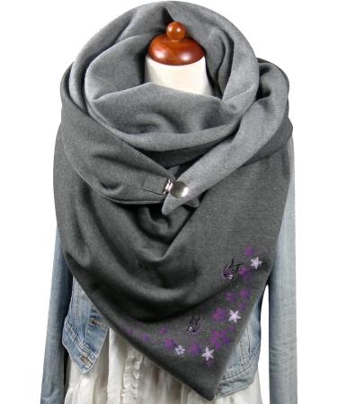 Cozy Triangular Scarf for Women - Patterned Loop Wrap Cape with Button | One Size Winter Poncho - Buy Online on GoSupps.com