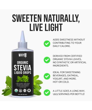 Organic Stevia Liquid Drops Pure Liquid Stevia Extract, Zero Calorie Sweetener for Coffee, Tea & Baking Keto Friendly Sweetener Drops, 8 fl oz, 1,823 Servings - Buy Online on GoSupps.com