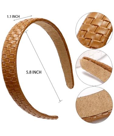Loneedy 4x Checked Leather Headband - Stylish Wide Padded Non-Slip Hair Band for Girls & Women in Black Brown Blue White - International Shipping Available! - Buy Online on GoSupps.com