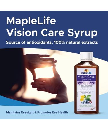 MapleLife Nutrition - Vision Care Syrup 250 ml - Source of Antioxidants - Maintain Eyesight - Promote Eye Health - Marigold Goji Blueberry Beta-Carotene - 30 ml Per Day - Buy Online on GoSupps.com