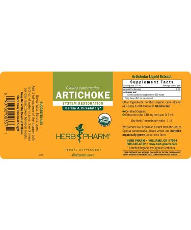 Herb Pharm Organic Artichoke Liquid Extract - 4 oz | Cardiovascular & Circulatory Support - Buy Online on GoSupps.com