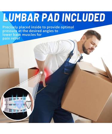 Back Bandage for Men & Women | Pain Relief Lumbar Support Belt with 4 Struts & Removable Cushions - XL (Waist: 115-140 cm) - Breathable & Active for Herniated Disc - Buy Online on GoSupps.com