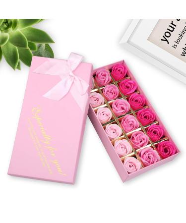 Rotumaty 18 PCS Floral Scented Bath Soap Rose Flower Petals Essential Oil Set - Ideal Gifts for Women, Girls, Mom - Birthday, Valentine, Christmas - Pink 1.6x1.6 Inch (Pack of 18) - Buy Online on GoSupps.com