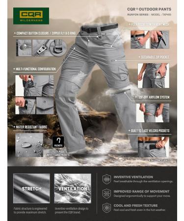 CQR Men's Convertible Cargo Pants - Water-Repellent Hiking Pants Zip-Off Light Stretch UPF 50+ TXP405 - Stone 28W/30L | International Shipping Available - Buy Online on GoSupps.com