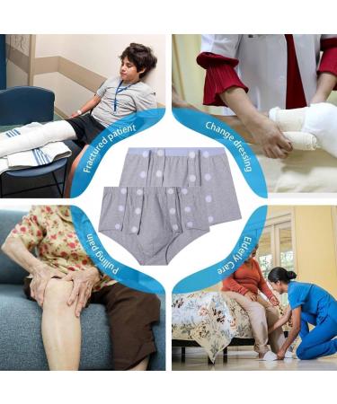 Adult Snap Closure Patient Shorts | Soft Cotton Tear Away Hospital Pants for Men - Ideal for Post Surgery Home Care & Rehab | Medium Gray - Buy Online on GoSupps.com