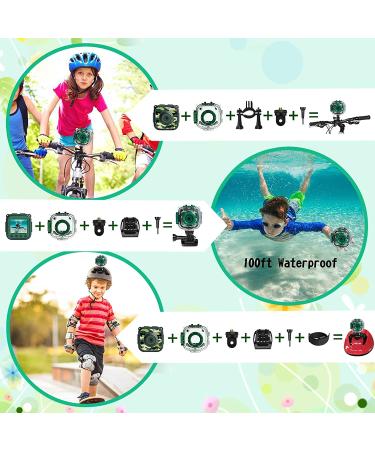 PROGRACE Kids Camera Waterproof Gift Toy - Children Digital Video Camera Underwater Camera for Kids 1080P Camcorder Toddler Sports Camera for Boys Birthday Learn Camera Pool Toys Age 3-14 Green - Buy Online on GoSupps.com
