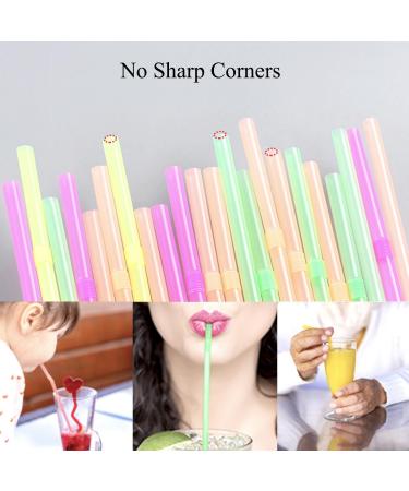 FOREVERIE 100 PCS Regular Plastic Flexible Bendy Straws Disposable for Drinking 0.24 Inch/6mm Diameter 8.27 Inches/21cm Length Soft Semi Clear Multi Light Colors Mix - Buy Online on GoSupps.com