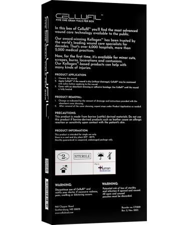 Celluheal Cellufil Collagen Particles for Advanced Wound Care - Box of 5 Vials - 100% Non-Hydrolyzed Bovine Collagen for Tissue Regeneration First Aid & Minor Bleeding - Buy Online on GoSupps.com