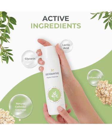 Dermavive Hydra Cleanser Gentle Hydrating Facial Cleanser Non-Irritating Soap-Free pH-Balanced Face Wash with Oatmeal & Vitamin E 120ml + 250ml - Buy Online on GoSupps.com