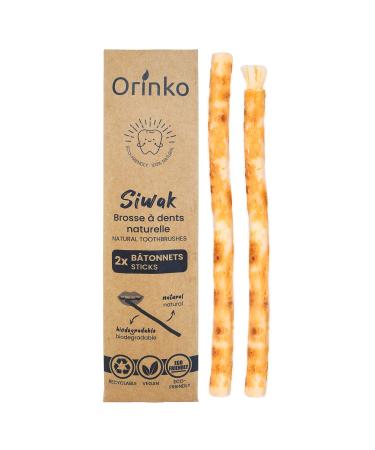 Miswak Sticks X2-100% Natural Toothbrush - Cleaning Disinfecting and Whitening - Ecological Biodegradable and Vegan - Ebook Provided Brown 2 Count (Pack of 1)