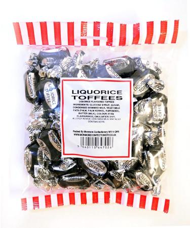 Liquorice Toffee Sweets Wrapped Creamy Sweet Liquorice Flavoured Toffees (125G) Suitable for Vegetarians Made by Monmore Confectionary - Buy Online on GoSupps.com