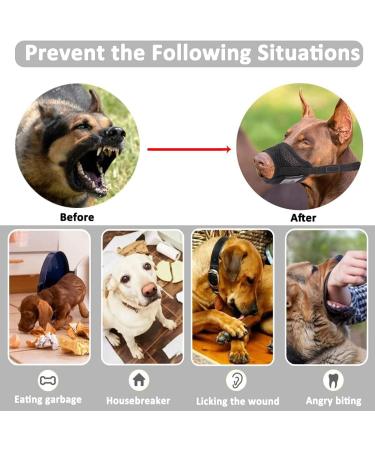 Adjustable Black Dog Muzzle with Velcro Fastener - Safe for Biting Barking & Chewing - Breathable Mesh - Size S - Buy Online on GoSupps.com