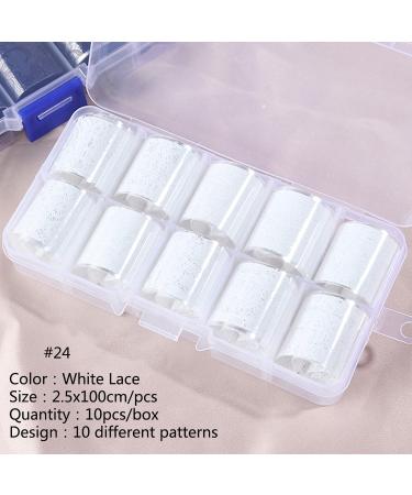 Nail Foil Transfer Stickers - 20 Rolls Lace & Floral Designs in Black and White - DIY Nail Art Decorations for Women - Buy Online on GoSupps.com