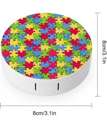 Autism Awareness Round Case For Contact Lens Kit Storage Box with Mirror Printed - Buy Online on GoSupps.com