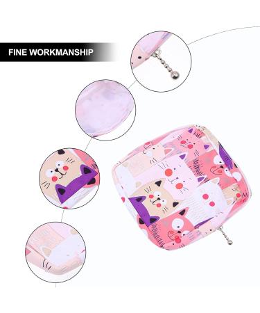 Cat Design Sanitary Napkin Storage Bag with Zipper - Multifunctional Holder for Teen Girls and Women (Assorted Color) - Buy Online on GoSupps.com