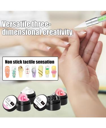  G n rique 3D Nail Gel - 4 Color Gel Manicure Kit | 3D Nail Extension Wetting Glue for Rhinestones Dabbing French Tips Toe Toe Charm Flower Manicure Pedicure and More - Buy Online on GoSupps.com