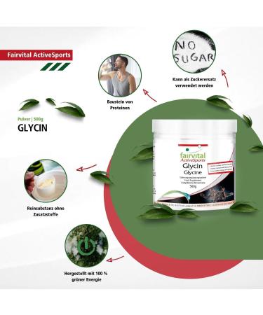 Fairvital Glycine Powder 500g | 100% Pure Vegan Amino Acid | No Additives | International Shipping Available - Buy Online on GoSupps.com