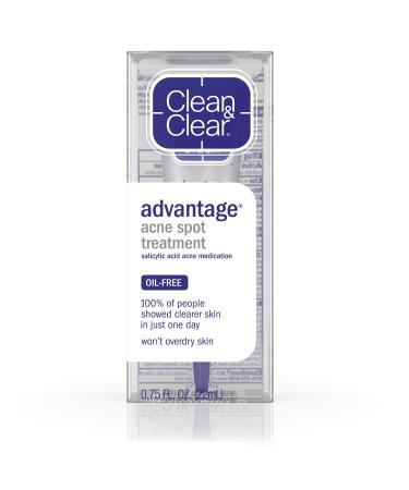 Clean & Clear Advantage Acne Spot Treatment Oil Free Acne Treatment with Salicylic Acid Witch Hazel and BHA Gel Pimple Cream for Adults and Teens Witch Hazel & Salicylic Acid Medication .75 oz