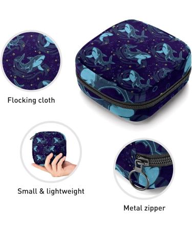 Cartoon Shark Pattern Menstrual Pad Storage Bag - Portable Sanitary Napkin Pouch for Teen Girls and Women (Color 5) - Buy Online on GoSupps.com