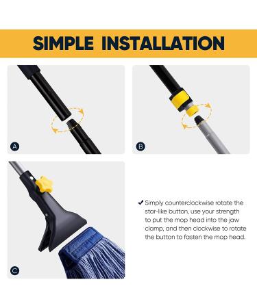 Yocada Heavy Duty Cotton Wet Mop - Commercial Grade, Industrial Strength with Telescopic Iron Pole - 55.1 Inches - Buy Online on GoSupps.com