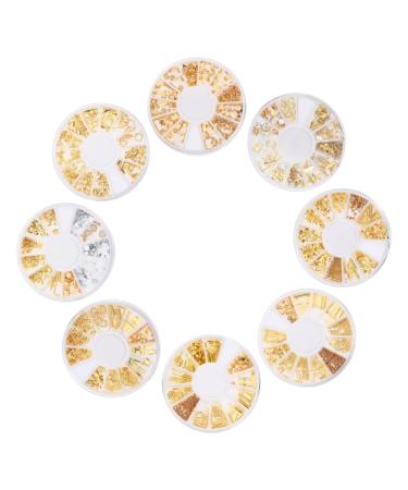 Healeved 8 Boxes Alloy Nail Decoration Nail Polish Accessories Metal Decor Rivet Nail Diy Manicure Ornament Nail Accessories Nail Confetti Glitter Metal Trim Plastic Nail Supplies Japanese