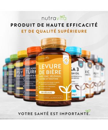 Brewer's Yeast with Zinc Selenium Copper and Biotin - Active Yeast - Brewer's Yeast Hair Skin and Nails - Maintaining a Normal Immune System - 180 Vegetable Capsules - Nutravita - Buy Online on GoSupps.com