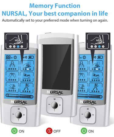 NURSAL 24 Modes TENS Unit Muscle Stimulator with Continuous Stimulation  Rechargeable Electronic Pulse Massager with 8 Pads for Back and Shoulder Pain Relief and Muscle Strength - Buy Online on GoSupps.com