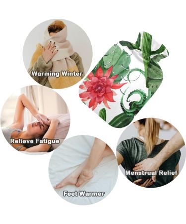 NAANLE 2L Transparent Hot Water Bottle - Green Cactus Flowers for Menstrual Cramps Pain Relief & Heat Therapy - International Shipping - Buy Online on GoSupps.com