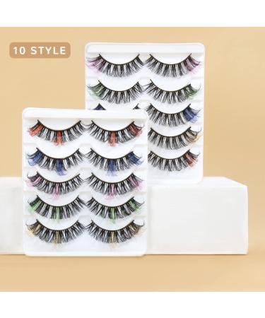 Shop Colored Eyelashes | Russian Strip Lashes DD Curl | 10 Pairs Mixed Natural Thick Volume - Buy Online on GoSupps.com