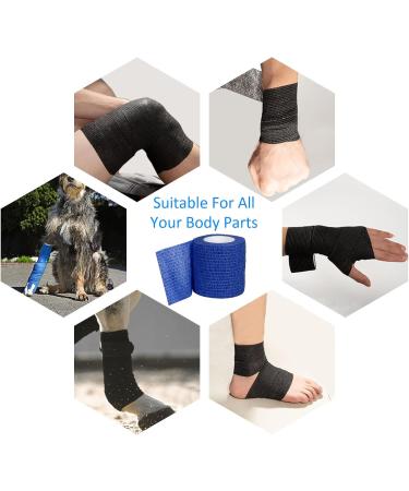 Self-Adhesive Legal Bandage 5cm x 4.5m - Cohesive First Aid Fixing Bandage for Dogs & Sports - 12 Rolls (Blue) - Buy Online on GoSupps.com