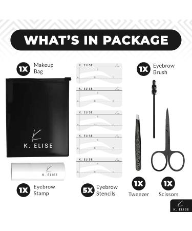 Eyebrow Stamp Stencil Kit - Waterproof Long-Lasting with Free Tweezer Spoolie & Scissors - Perfect One-Step Eyebrow Shaping in Brown - Buy Online on GoSupps.com