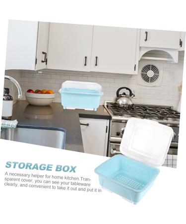 Buy Cabilock Plastic Dish Drying Box - Kitchen Water Drain Basket & Sieve | Baby Blue Tableware Storage - Buy Online on GoSupps.com
