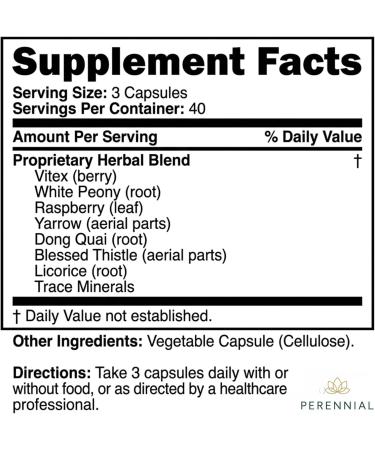 Perennial Healthy Cycles PMS and Period Relief Supplement with Vitex, Dong Quai, and Raspberry Leaf Supports Menstrual Balance and Comfort Natural Formula for Women s Cycle Health 120 Capsules - Buy Online on GoSupps.com