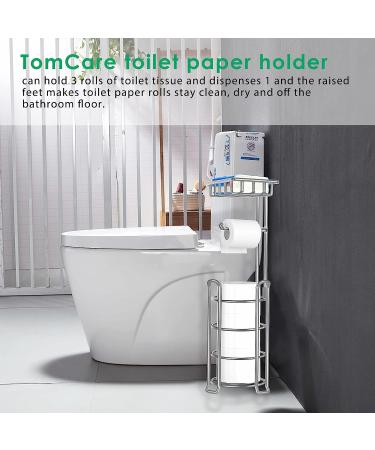 TomCare Upgraded Toilet Paper Holder Stand with Storage Shelf - Silver Grey - Buy Online on GoSupps.com