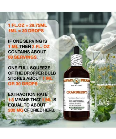 Cranberry (Vaccinium Macrocarpon) Dry Berry Glycerite Made in Hawaii All Natural Vegan Lab Tested Alcohol-Free Liquid Extract - 4 fl.oz 4 Fl Oz (Pack of 1) - Buy Online on GoSupps.com