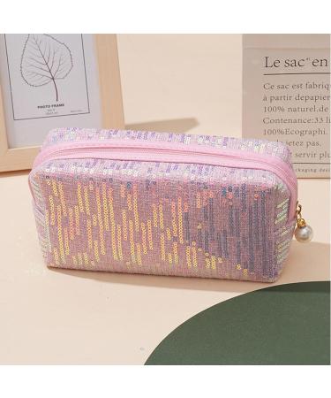 New Embroidered Sequin Makeup Bag with Large Capacity High Appearance Cute Portable Storage Bag Washing Bag (Pink) - Buy Online on GoSupps.com