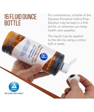 Dynarex Povidone Iodine Prep Solution USP 16oz Bottle - Topical Antiseptic for Skin Cleansing and Preparation - Buy Online on GoSupps.com